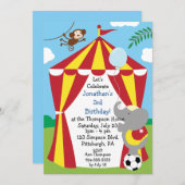 Kinder Circus Birthday Party Kaart (Voorkant / Achterkant)