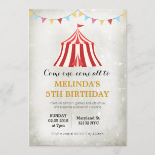 Kinder circus carnaval Birthday - uitnodiging