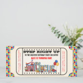 Kinder Circus Ticket Verjaardagsfeest Kaart (Staand voorkant)