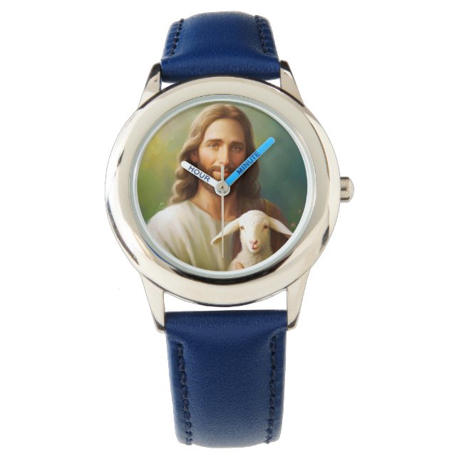 Kinder Classic Leather Watch-Jesus Horloge (Voorkant)