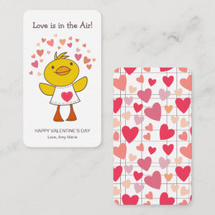 Kinder Classroom Love is in Air Duck Valentijn Notitiekaartje