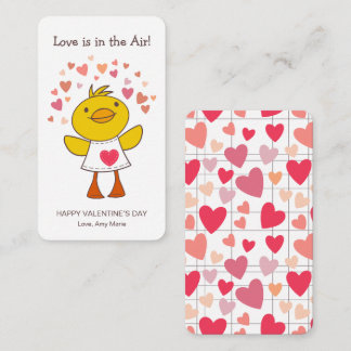 Kinder Classroom Love is in Air Duck Valentijn Notitiekaartje