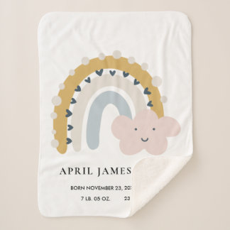 KINDER CLOUD BLUSH BLAUW RAINBOW BABY-GEBOORTESTAT SHERPA DEKEN