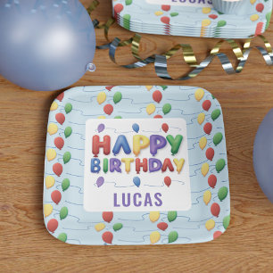 Kinder Colorful Balloons Happy Birthday Party Papieren Bordje