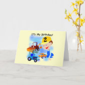 Kinder constructie 2e verjaardag Tshirts en gesche Kaart (Gele Bloem)