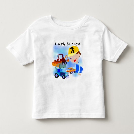 Kinder constructie 3e verjaardag T-shirts en gesch (Voorkant)