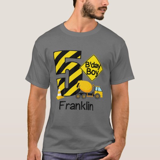 Kinder constructie 5e verjaardag Franklin Boys 5 Y T-shirt (Voorkant)