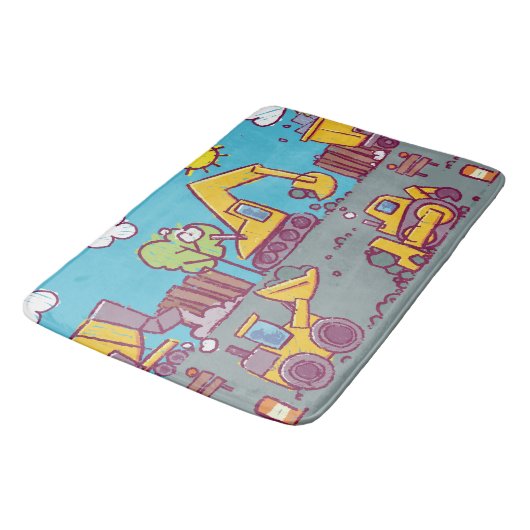 Kinder constructie thema badmat of vloerkleed (Gekanteld)