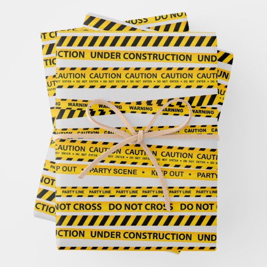 Kinder constructie waarschuwingslijn cadeau partij inpakpapier vel (In situ)