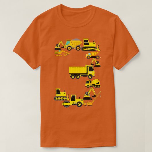 Kinder constructietransport 3e verjaardag 3 jaar o t-shirt (Design voorkant)