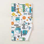 Kinder constructievoertuigen bad handdoek (Handdoek)