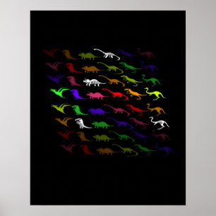 Kinder coole regenboogkleurige schattige dinosauru poster