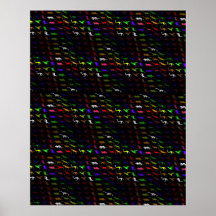 Kinder coole regenboogkleurige schattige dinosauru poster