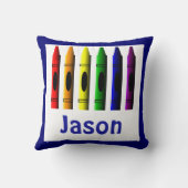 Kinder Crayons Crayon Name Room Décor Pillow Blue Kussen (Achterkant)