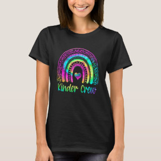 Kinder Crew Kindergarten Teacher Rainbow Love Hear T-shirt