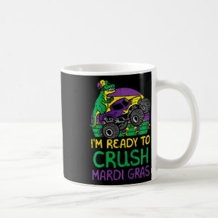 Kinder Crush Mardi Gras Dino Monster Truck Funny T Koffiemok