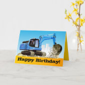 Kinder Custom Blue Graafmachine Digger Happy Birth Kaart (Gele Bloem)