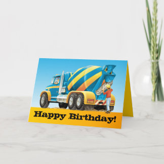 Kinder Custom Concrete Mixer Truck Happy Birthday Kaart