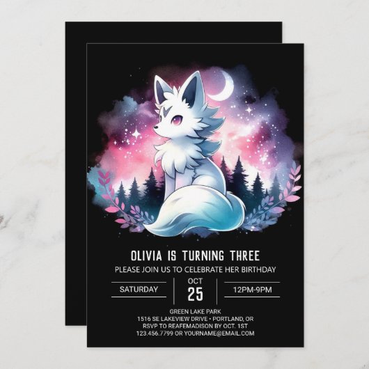 Kinder Custom Wolf Verjaardag Kaart (Voorkant / Achterkant)