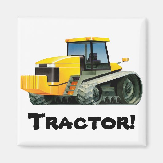 Kinder Custom Yellow Tractor Magneet (Voorkant)