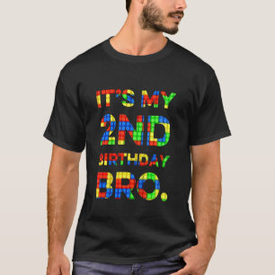 Kinder Cute 2e verjaardag 2 jaar oud blokgebouw T-shirt
