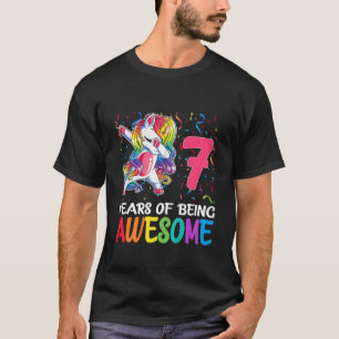 Kinder Cute 7 jaar oude Unicorn Dabbing 7th Birthd T-shirt