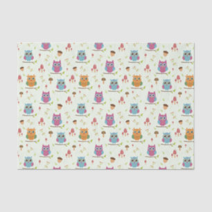 Kinder Cute Colorful Owns Acorns Paddenstoelen Tissuepapier