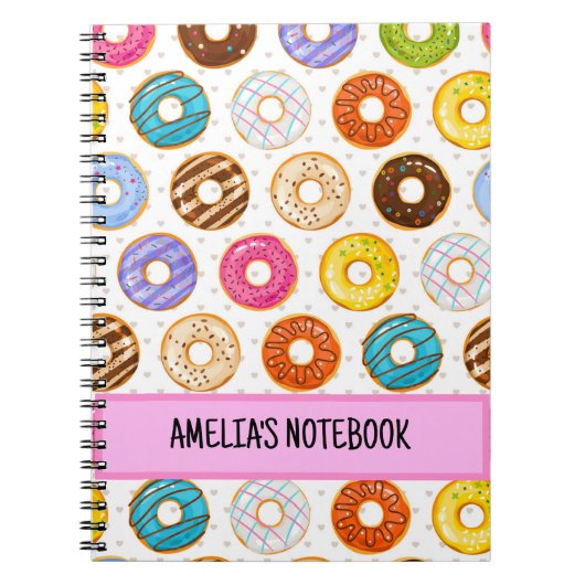 Kinder Cute Donut Pattern Persoonlijk Notitieboek (Voorkant)
