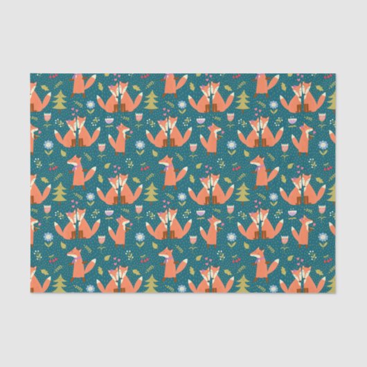 Kinder Cute Forest Foxes in Love Tissuepapier (Voorkant)