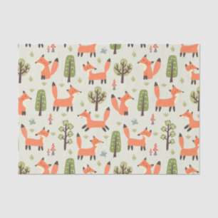 Kinder Cute Happy Foxes die in het bos lopen Tissuepapier