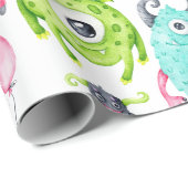 Kinder Cute Monster Birthday Cadeaupapier (Rol Hoek)