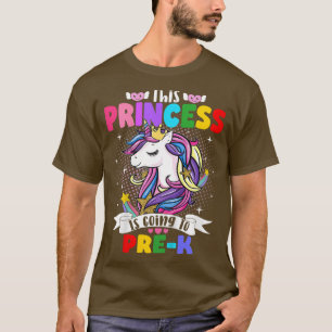 Kinder Cute Princess Unicorn PreK terug naar schoo T-shirt