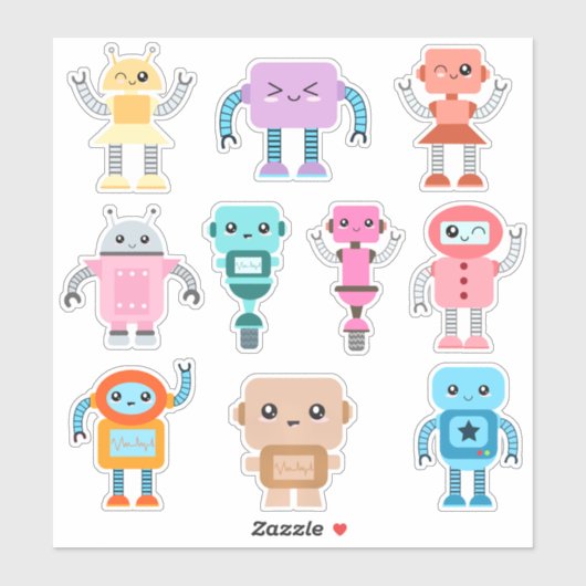 Kinder Cute Robots Sticker (Vel)