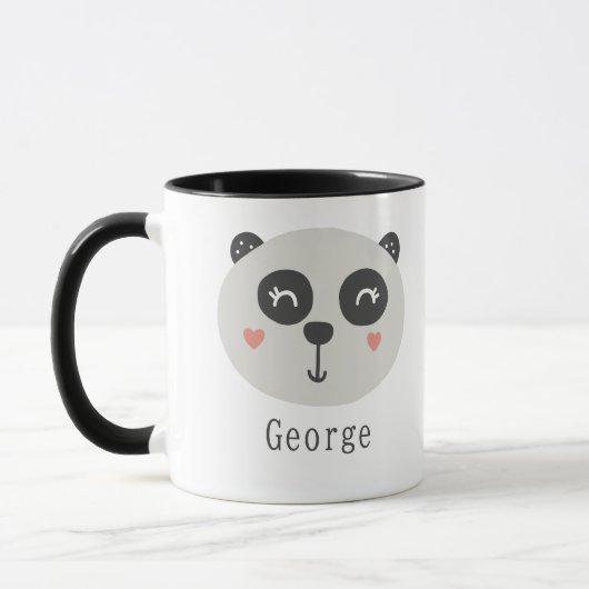 Kinder Cute Scandi Panda Aangepaste naam Twee toon Mok (Links)