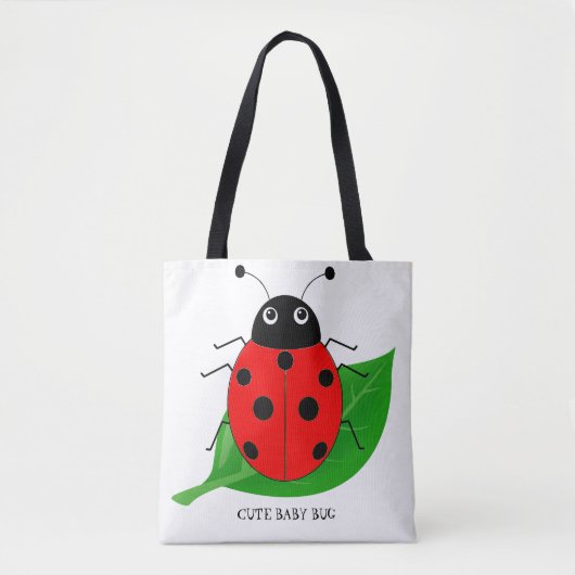 Kinder Cute waterverf ladybug op groen blad Draagtas (Voorkant)