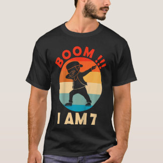 Kinder Dabbing Boy 7th Birthday Outfit 7 Seven Yea T-shirt