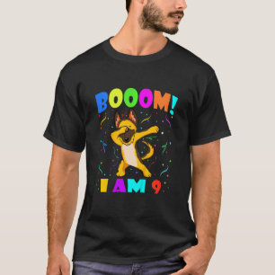 Kinder Dabbing German Shepherd Booom I Am 9 Boy Gi T-shirt