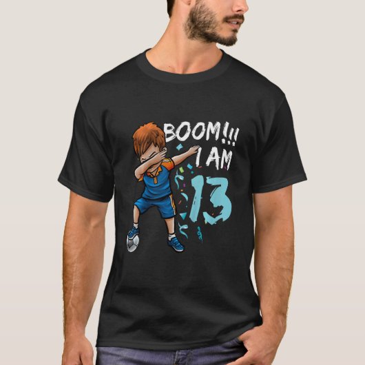 Kinder Dabbing Verjaardag Jongen Voetbal 13e Verja T-shirt (Voorkant)
