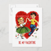 Kinder Dansende Retro Valentijn Briefkaart (Voorkant / Achterkant)