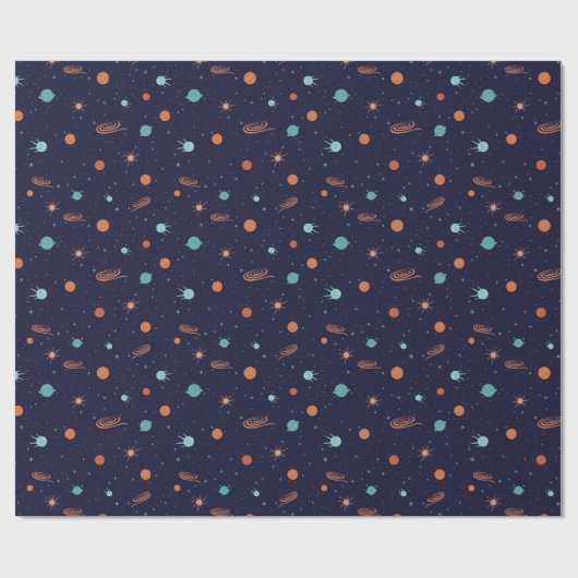 Kinder Deep Space Shooting Stars Planets Black Hol Cadeaupapier (Vlak)