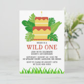 kinder dier oerwoud wild een eerste verjaardag kaart (Staand voorkant)