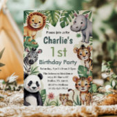 Kinder dieren Oerwoud 1e verjaardagsfeest Kaart