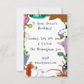 kinder dierentuin dieren verjaardagsfeestje uitnod kaart (Achterkant)