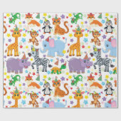 Kinder dierentuindieren cadeaupapier (Vlak)