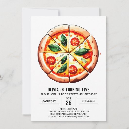 Kinder digitale pizza verjaardag kaart (Voorkant)