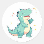 Kinder dinomijt! Schattigee Dinosaurus Verjaardag  Ronde Sticker (Voorkant)
