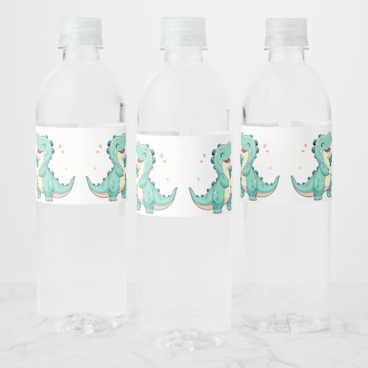 Kinder dinomijt! Schattigee Dinosaurus Verjaardag Waterfles Etiket (Flessen)
