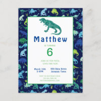 Kinder Dinosaur Birthday Party T-Rex Uitnodiging