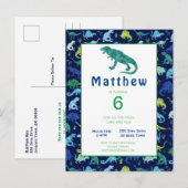 Kinder Dinosaur Birthday Party T-Rex Uitnodiging Briefkaart (Voorkant / Achterkant)