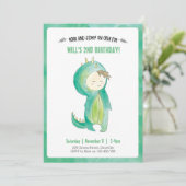 Kinder Dinosaur jongen Birthday Uitnodiging (Staand voorkant)
